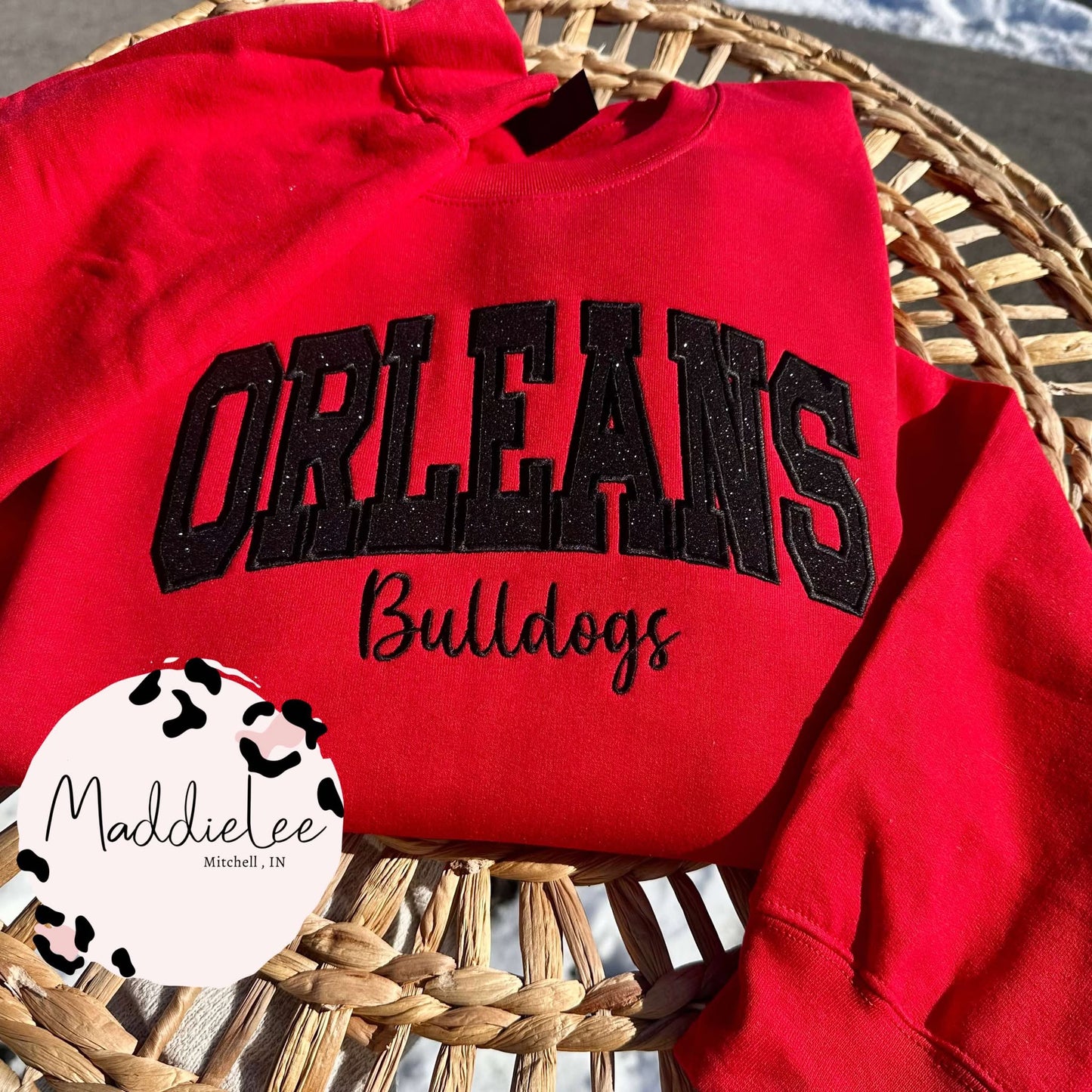 Orleans Glitter Applique Embroidery Crewneck