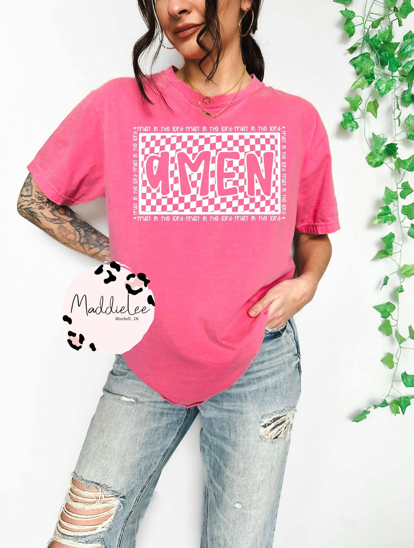 Checkered Amen CC Tee