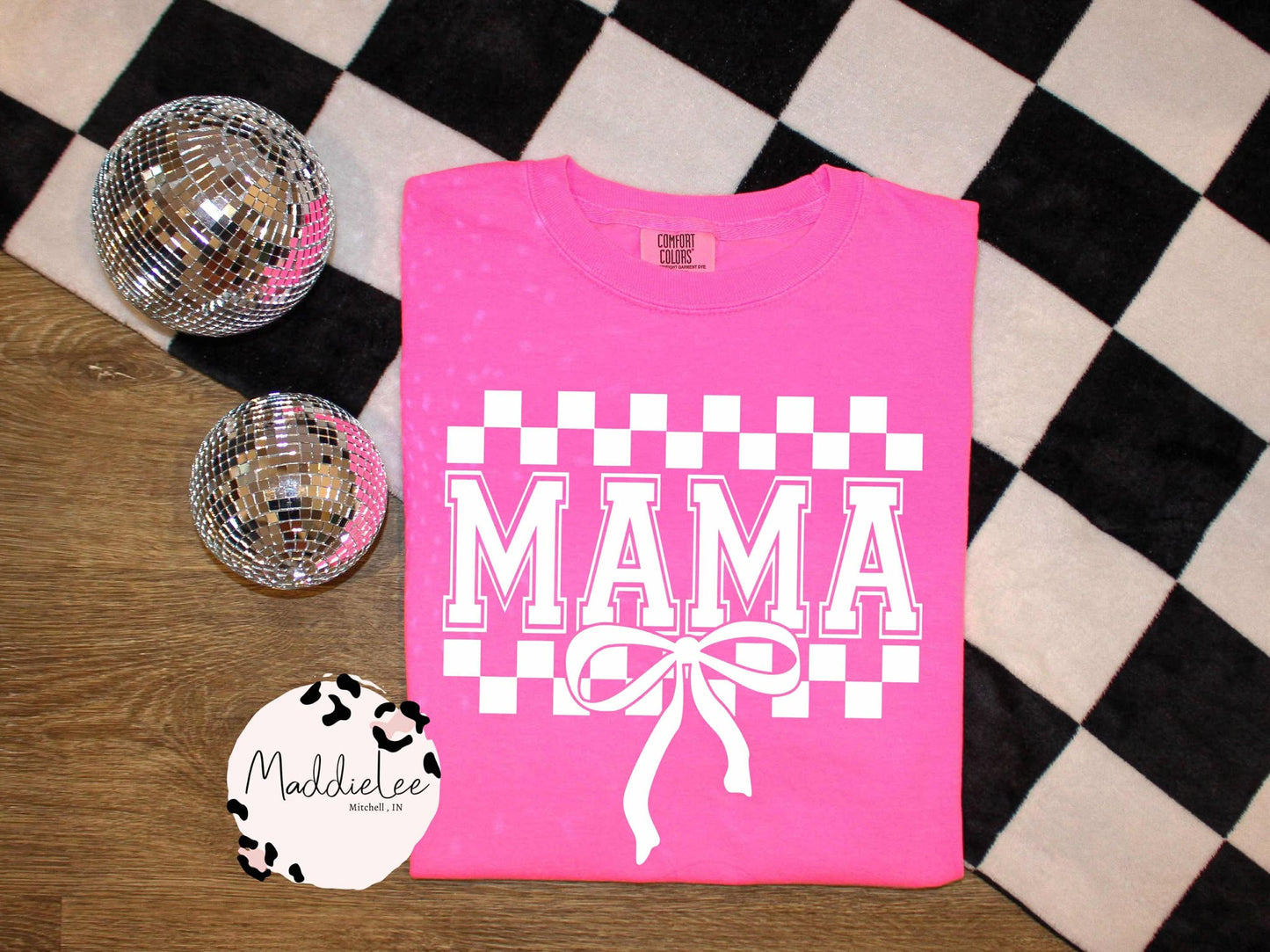 Neon Checkered Mama Tee