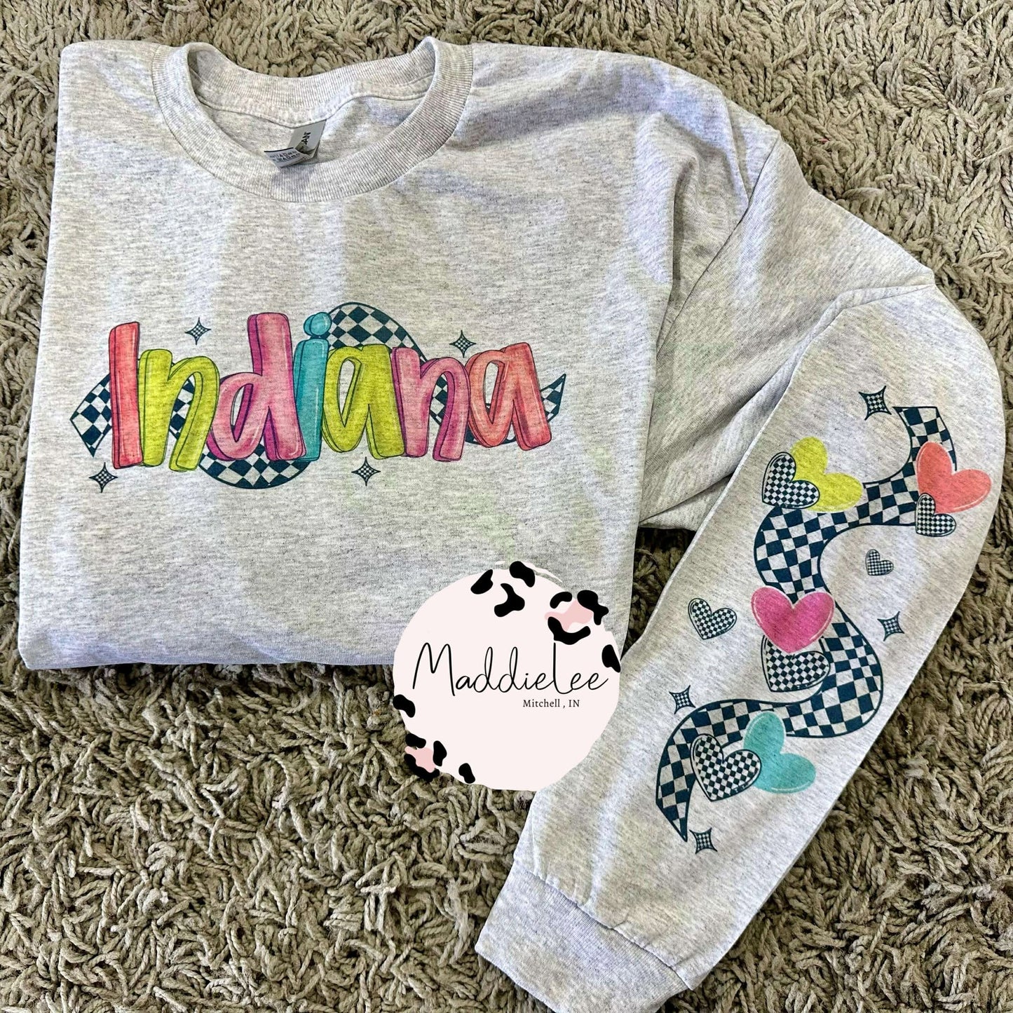 Indiana Checkered w/ Sleeve Youth/Adult LS/CREW