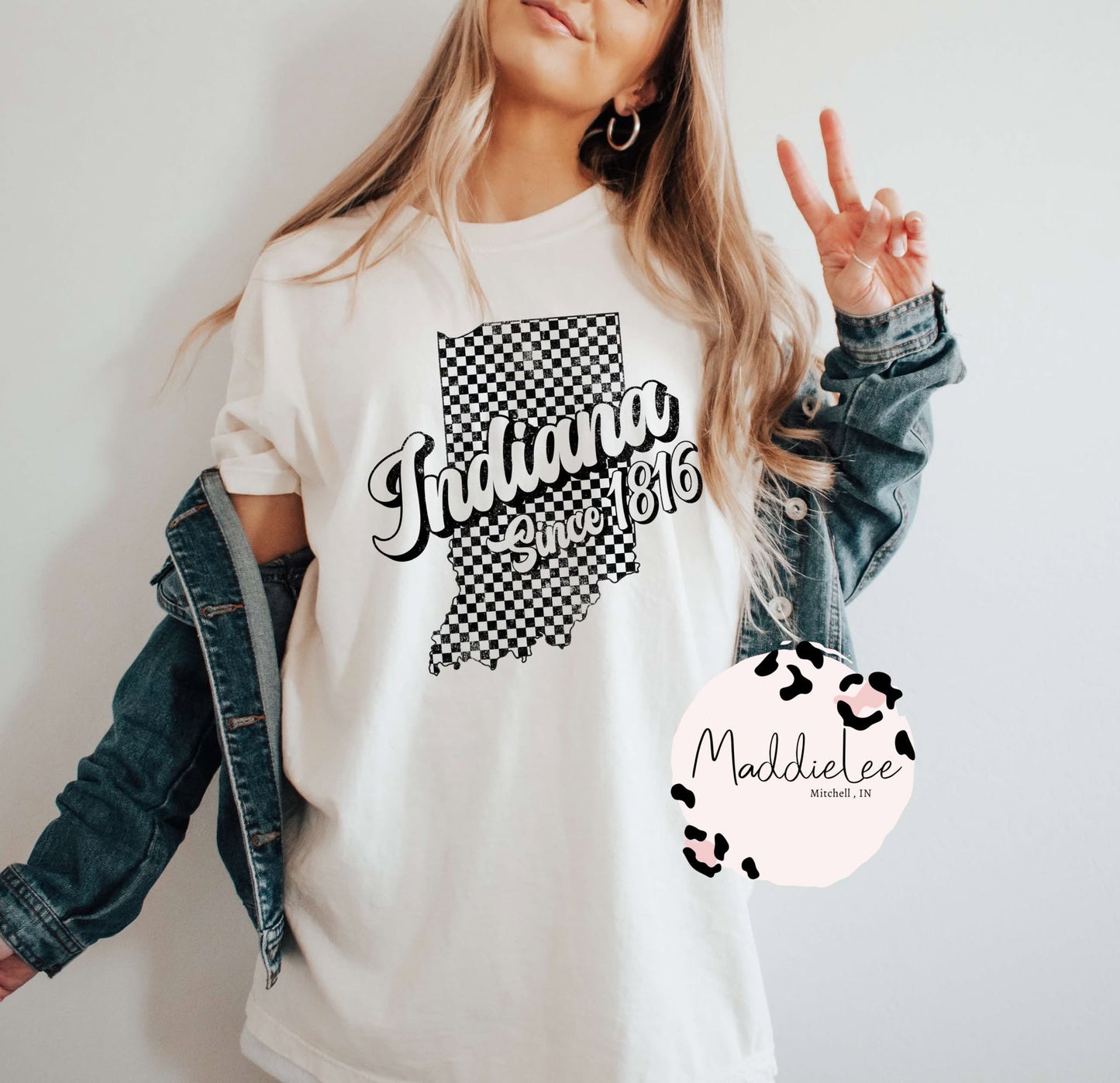 Indiana Retro Checkered Tee/Crew