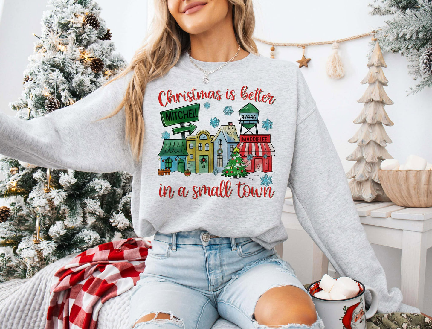 Christmas Red/Green Theme Small Town Mitchell Tee - Crew