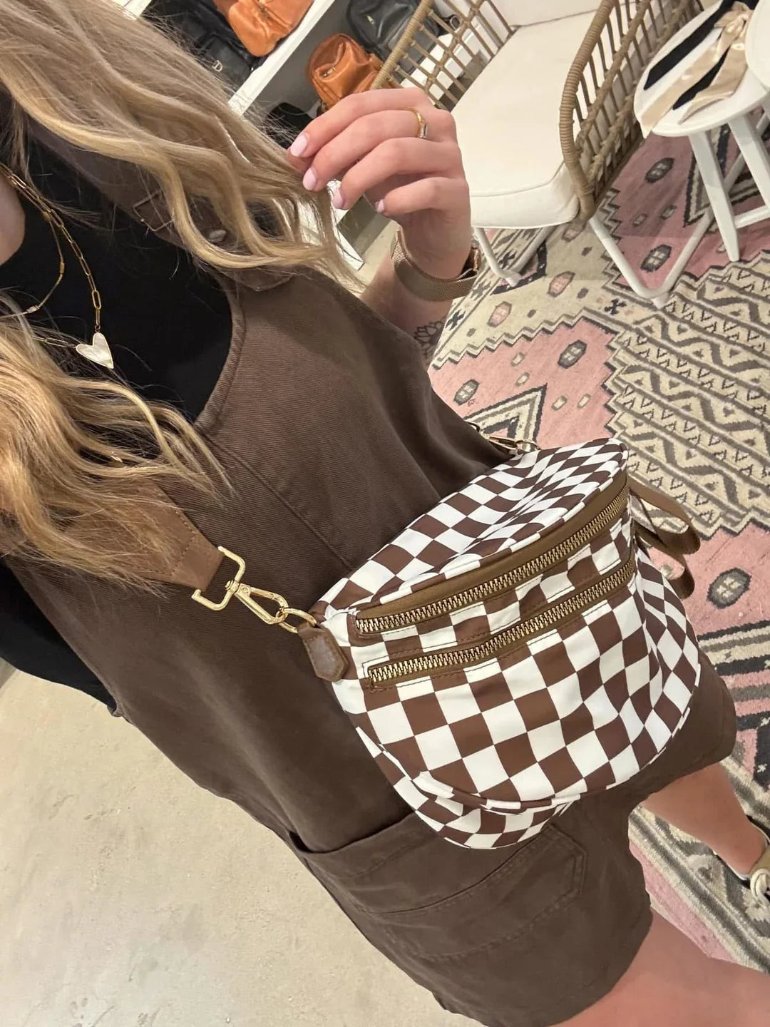 Viral Checkered Bum Bag