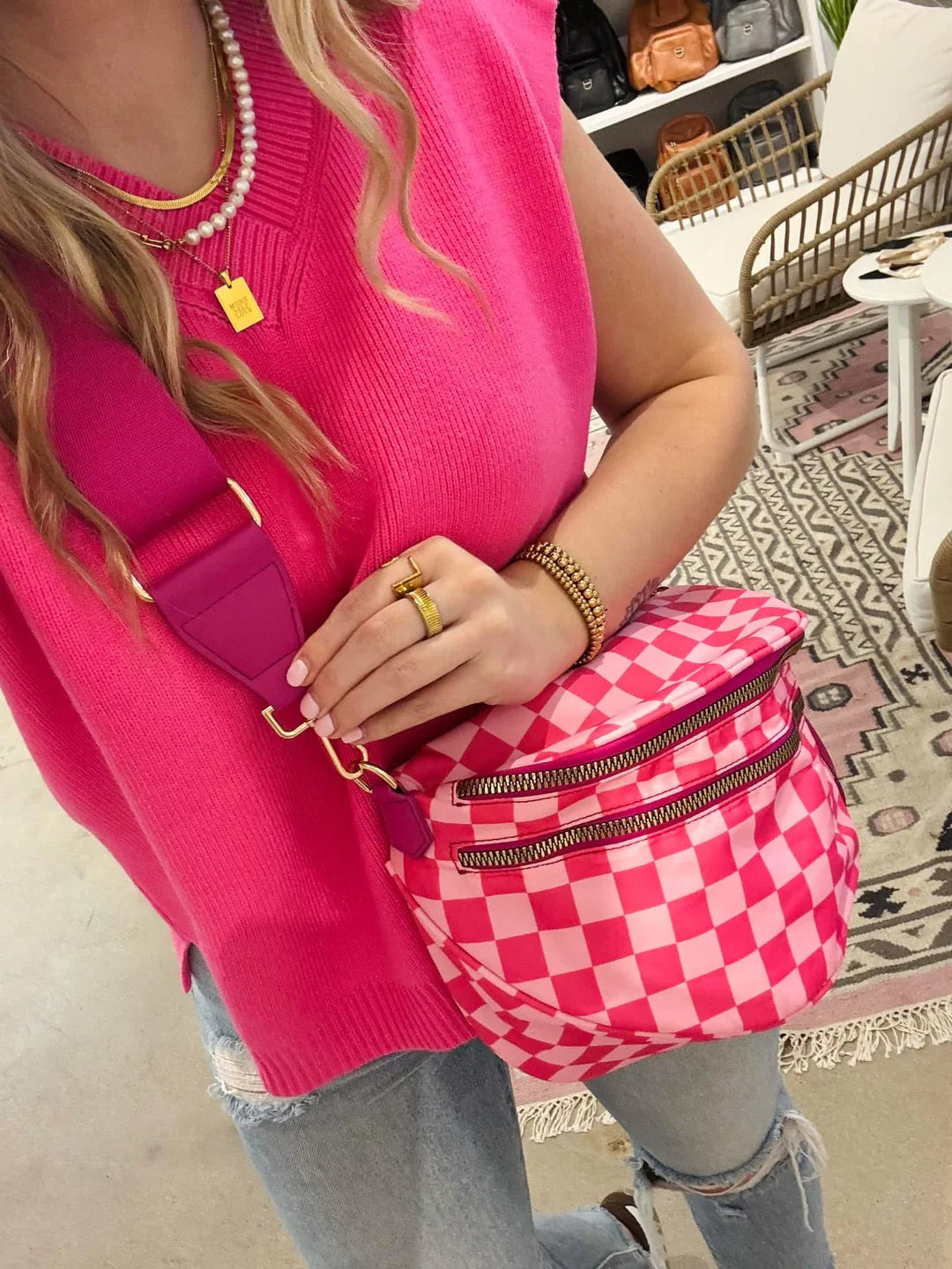 Viral Checkered Bum Bag