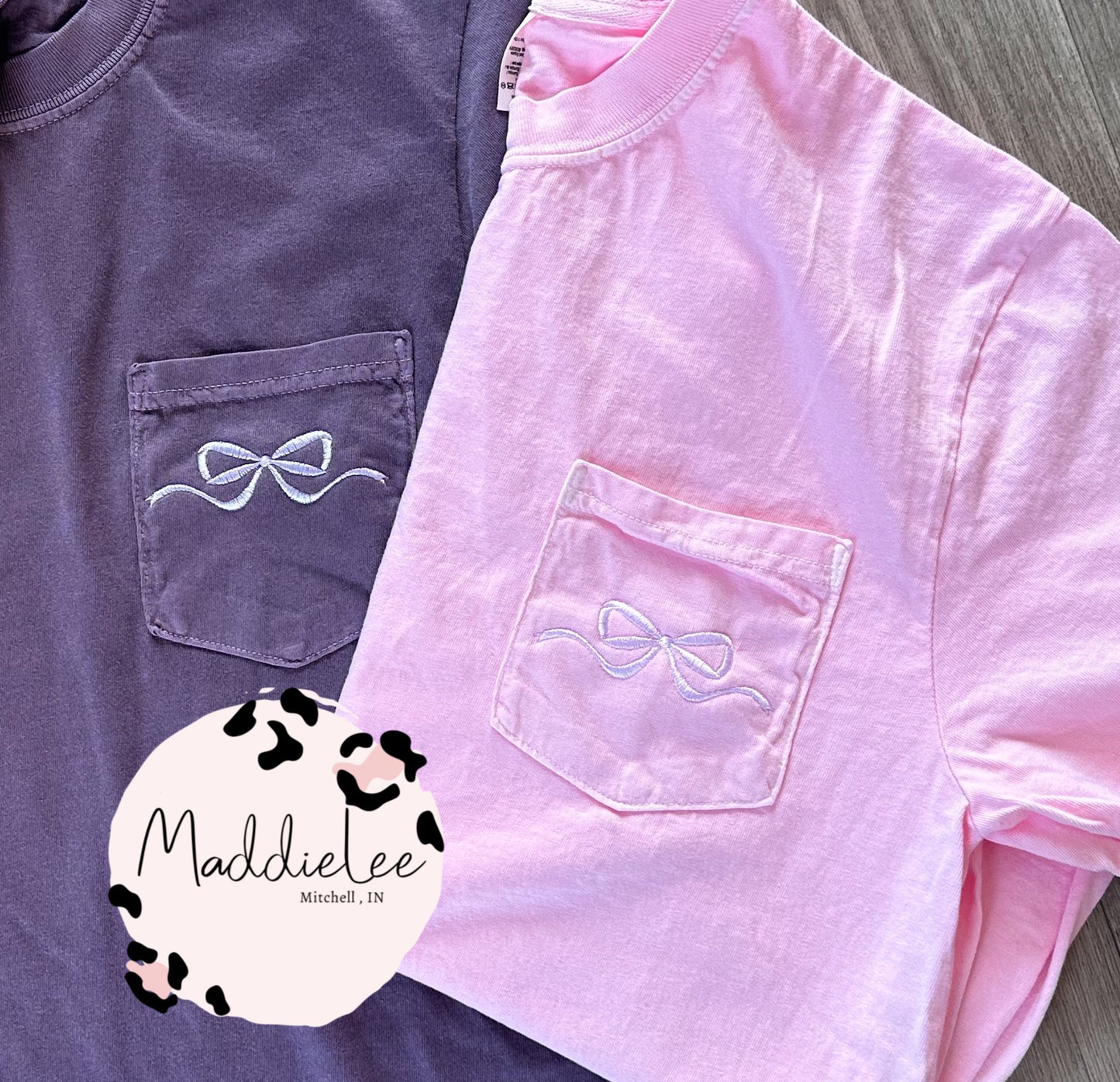 Simple Bow Embroidery CC Pocket Tee