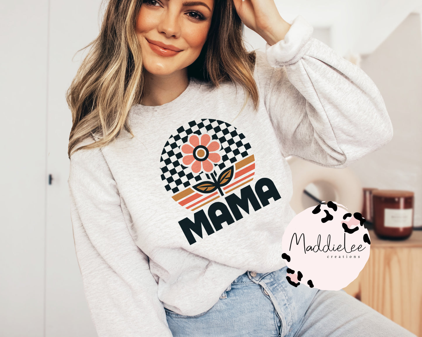 Mama Flower Checker Tee/Crew