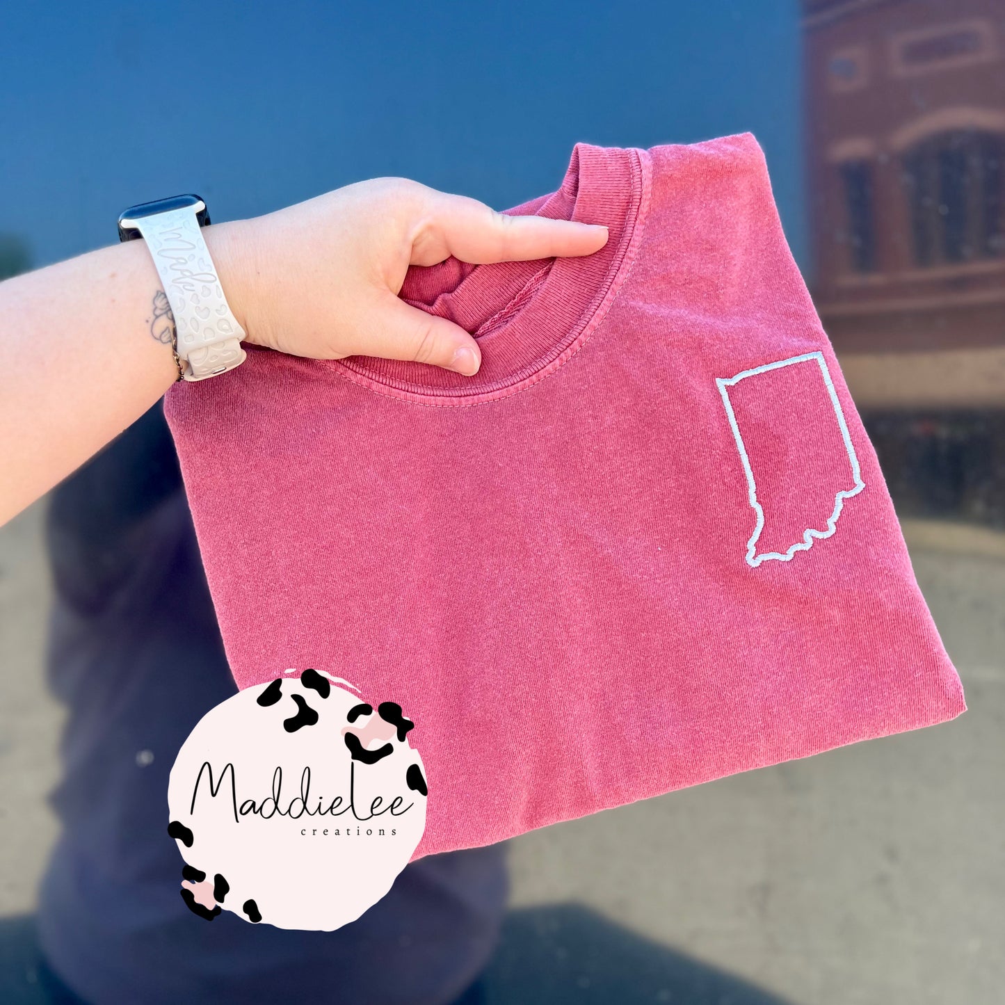 Embroidered Indiana Outline Tee