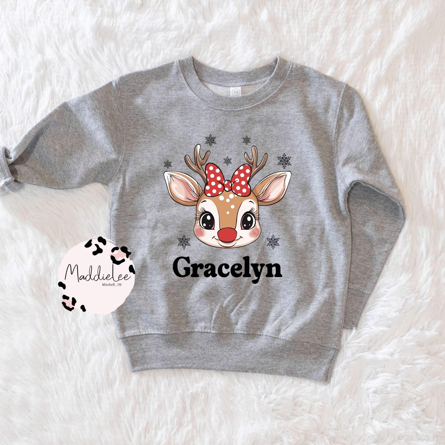 Girl Reindeer Youth Crewneck