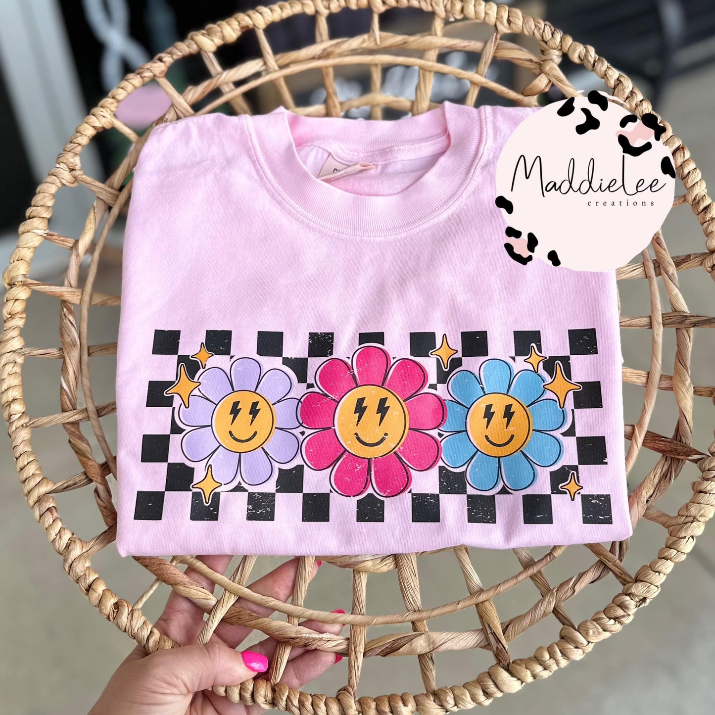 Retro Checkered Smiley Tee