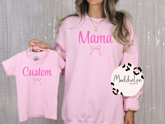 Custom Simple Ribbon Youth Name Tee/Crewneck