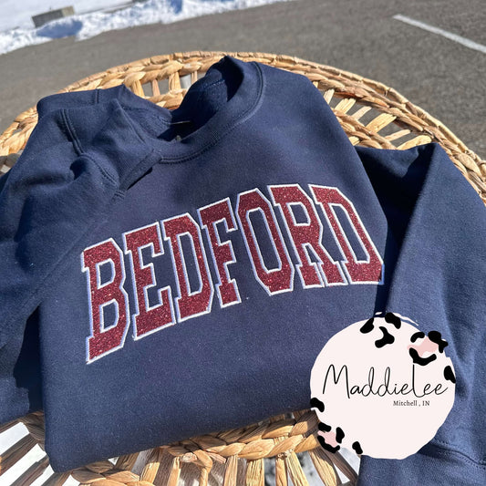 Bedford Glitter Applique Embroidery Crewneck