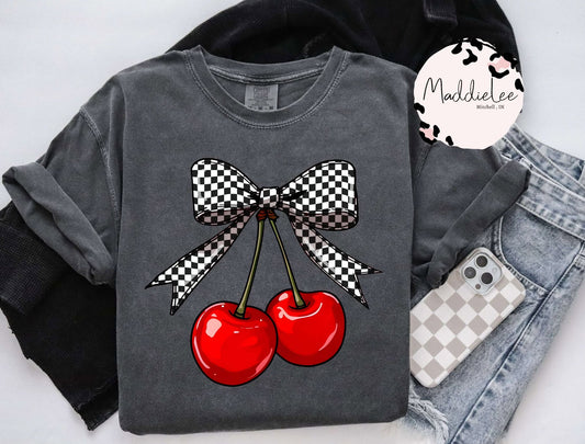 Checkered Cherry Tee/Crewneck Infant/Toddler/Youth/Adult