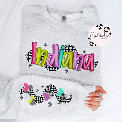 Indiana Checkered w/ Sleeve Youth/Adult LS/CREW