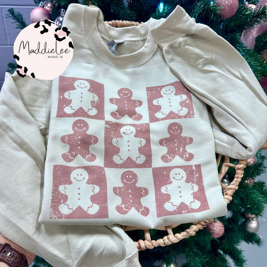 Gingerbread Checkered Tee/Crewneck