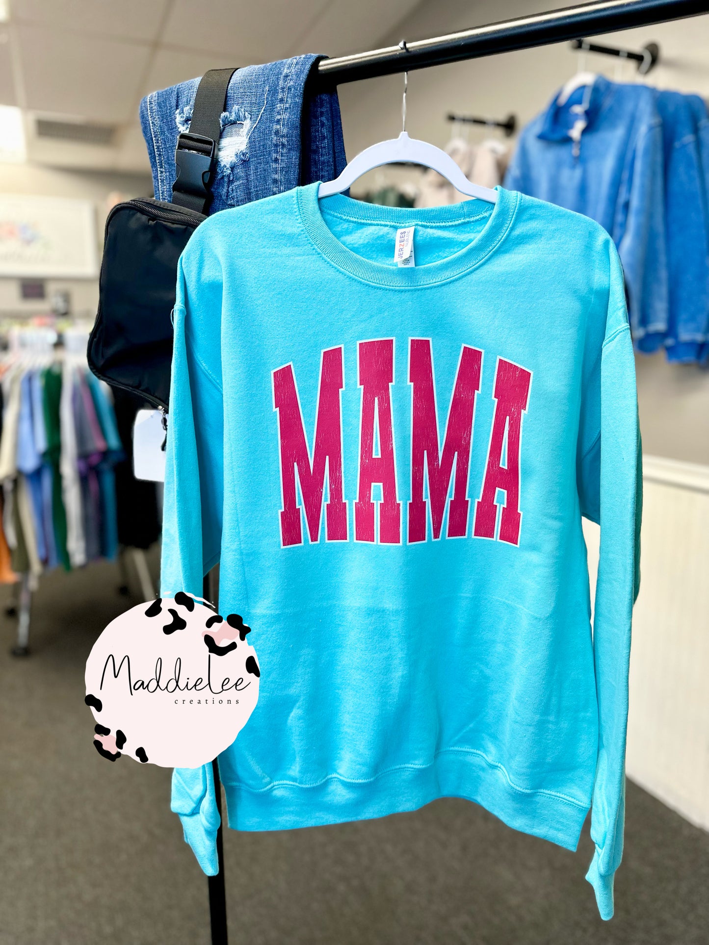 Pink Varsity Mama Crewneck