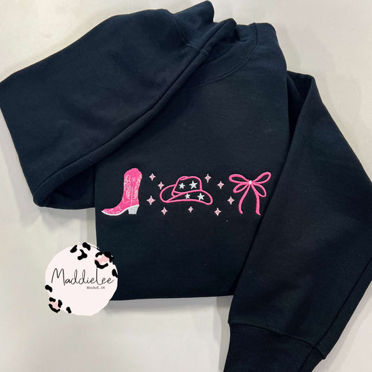 Girly Cowgirl EMB. Crewneck