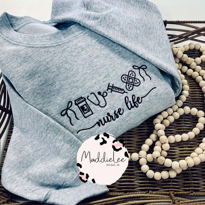 Nurse Life EMB. Icon Crewneck