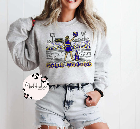 Custom Cheer Football Stadium Tee - Crew