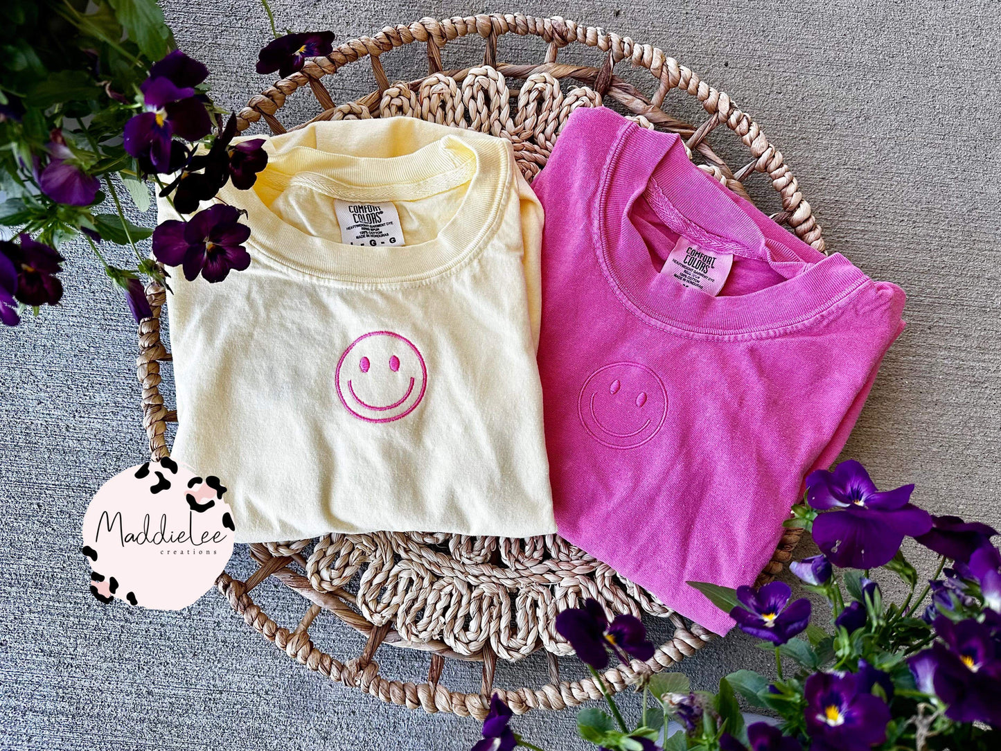 Spring Smiley Embroidery Tee