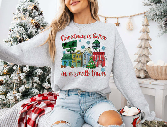 Christmas Red/Green Theme Small Town Mitchell Tee - Crew