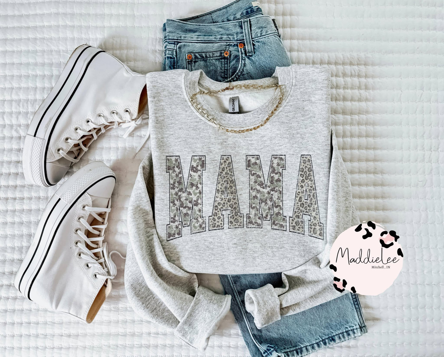 Leopard/Camo Mama Tee - Crew
