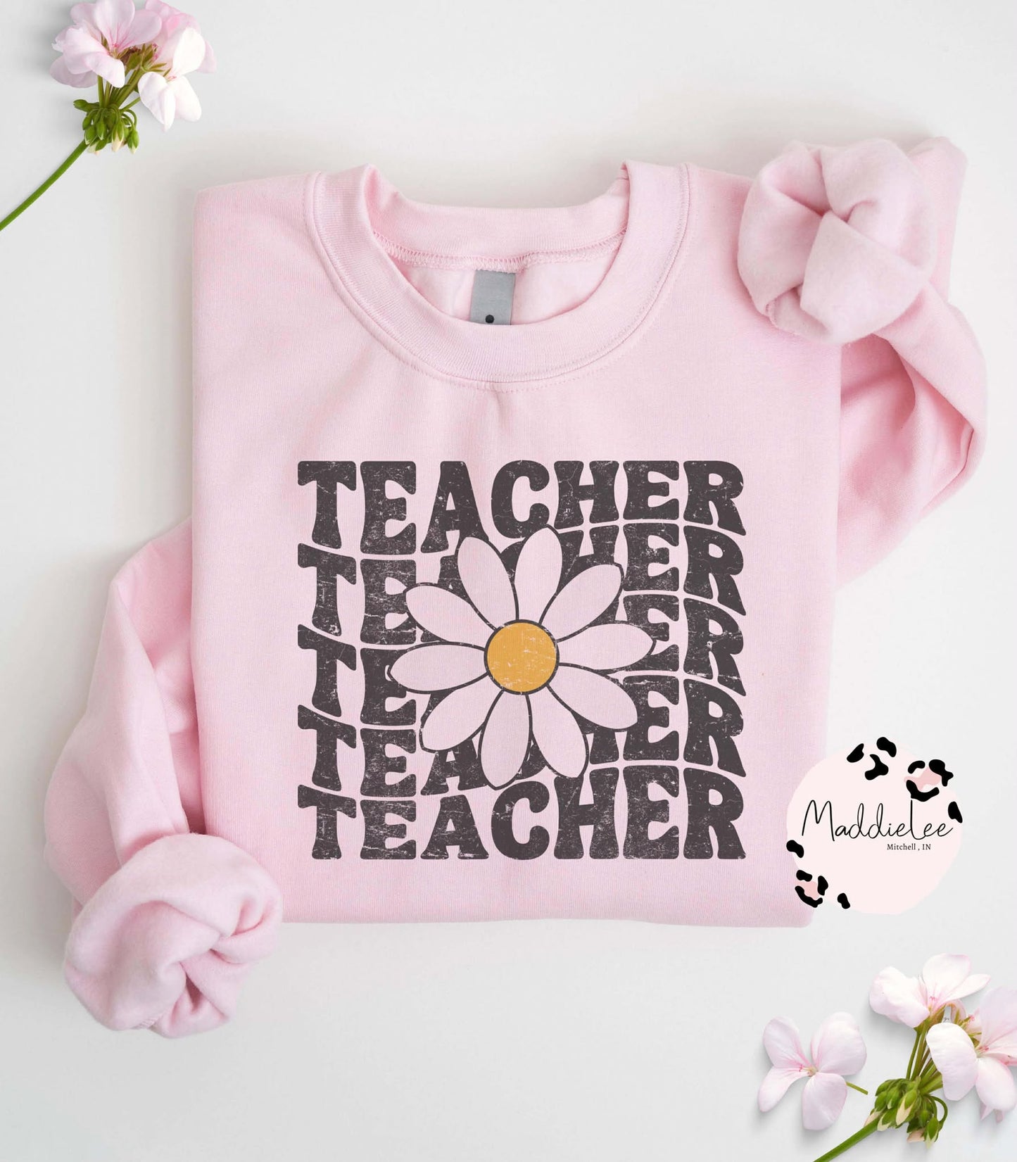 Teacher Flower Tee - Crew