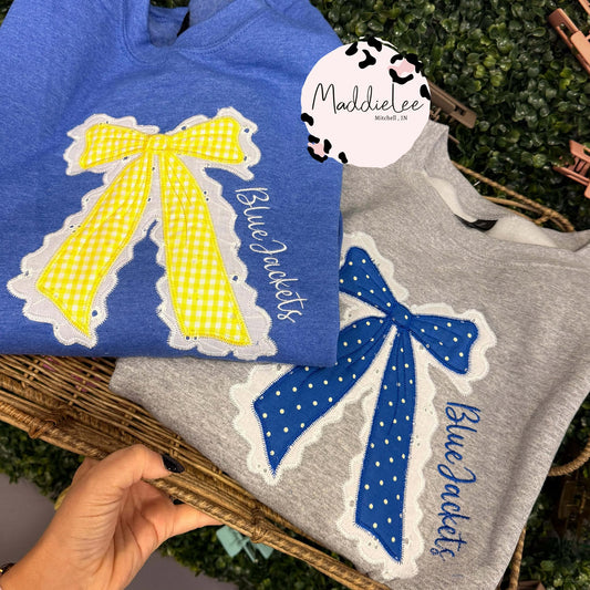 School Spirit Coquette Applique' EMB Crewneck