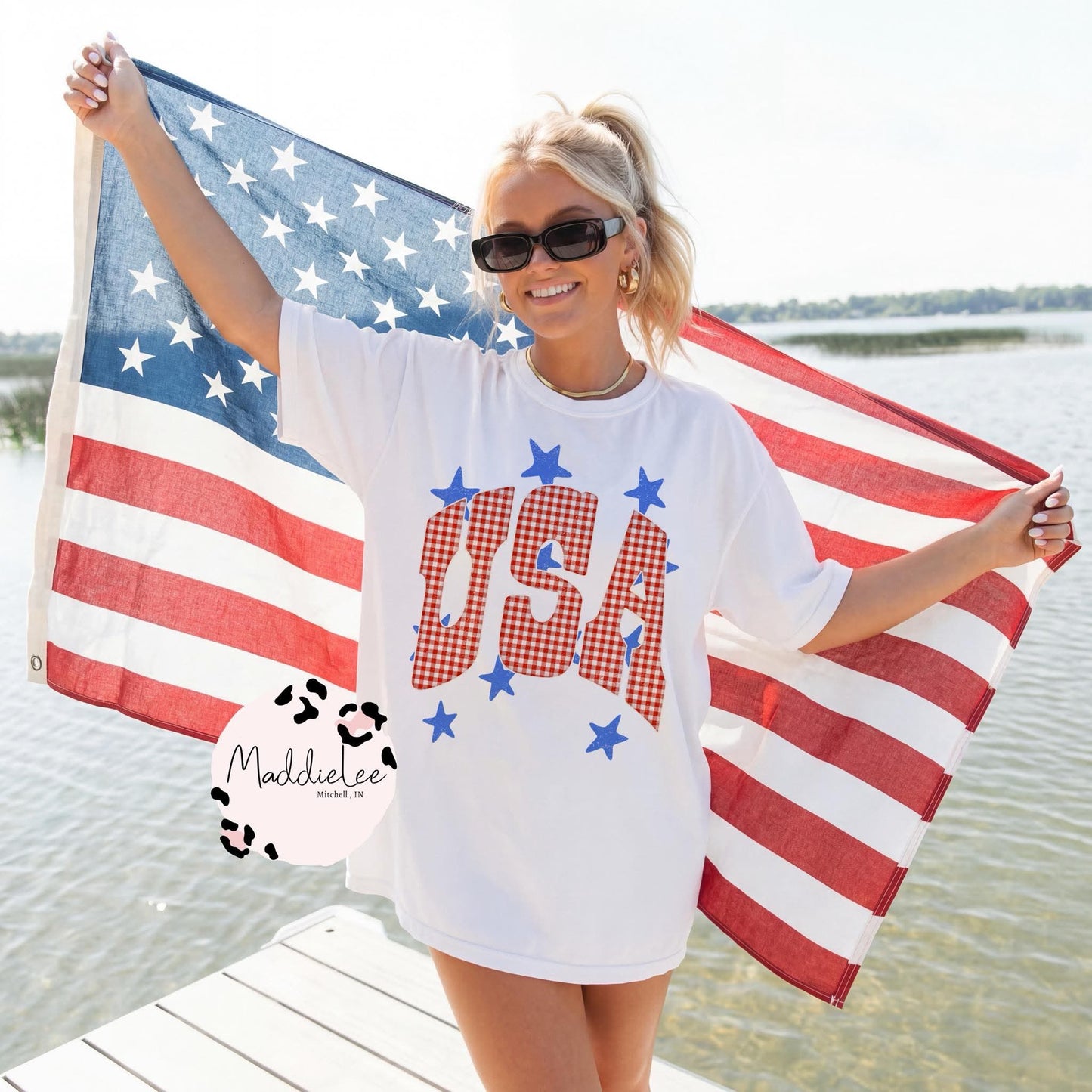 Girlie USA Gingham Tee/CREW