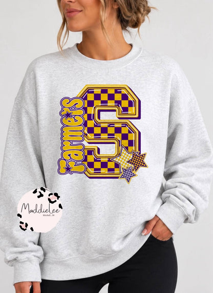 Checkered Star School Spirit Flag *Custom