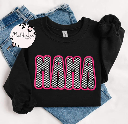 Neon Mama Checkered Tee/Crew