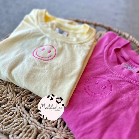 Spring Smiley Embroidery Tee