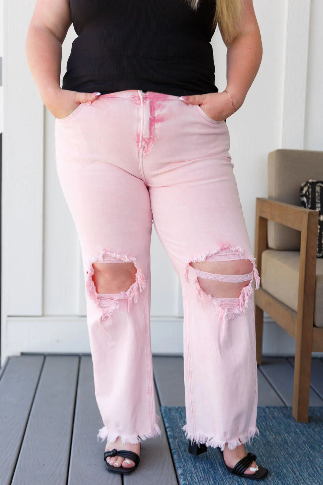 MaddieLee Pink Acid Wash Risen Jeans