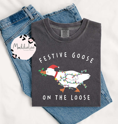 Festive Goose on the Loose Tee - Crew