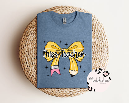 Coquette Teacher Bow Tee