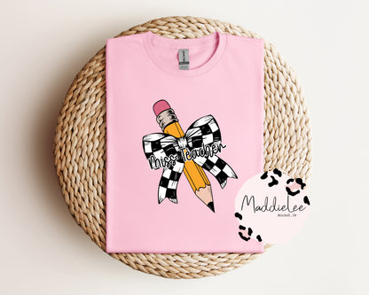 Checkered Teacher Pencil Tee