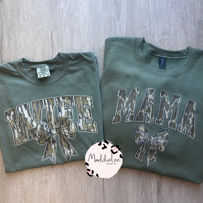 Coquette MAMA/WIFE Camo Tee/Crew