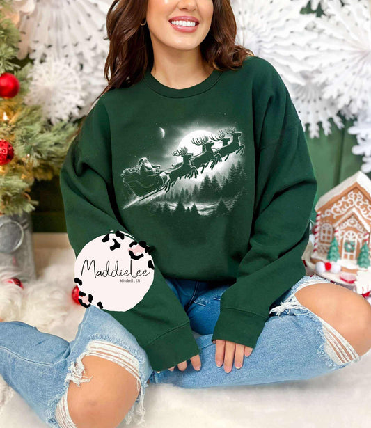 White Out Santa Sleigh Tee - Crew