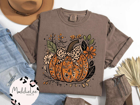 Leopard Pumpkin Floral Tee