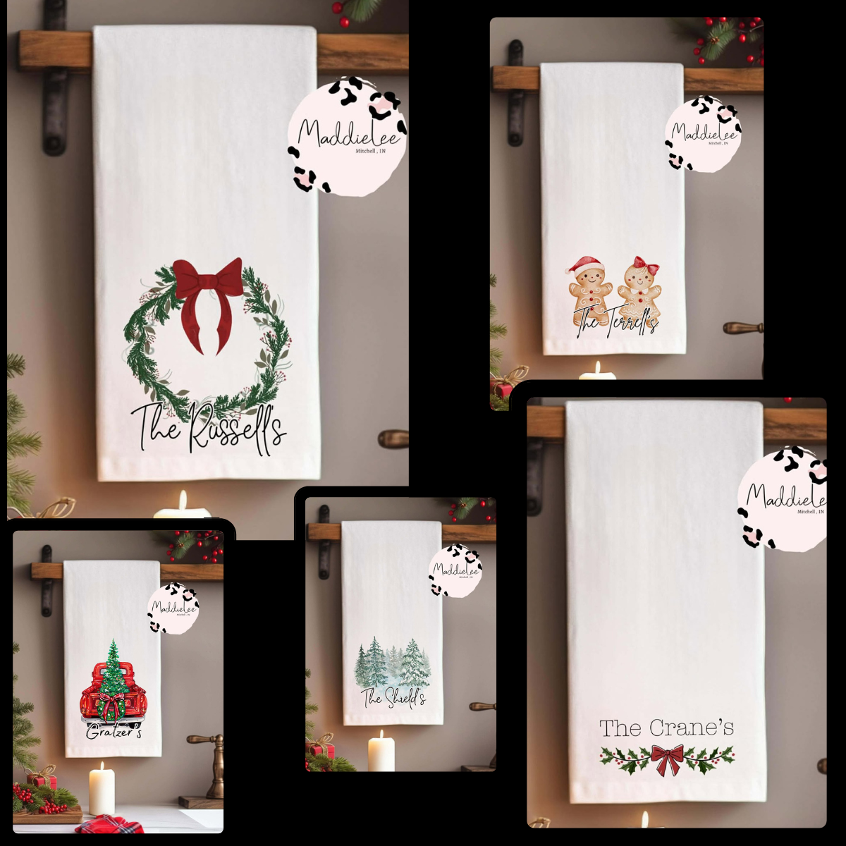 Custom Christmas Holiday Tea Towels
