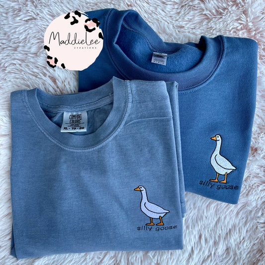 Silly Goose Embroidered Crew