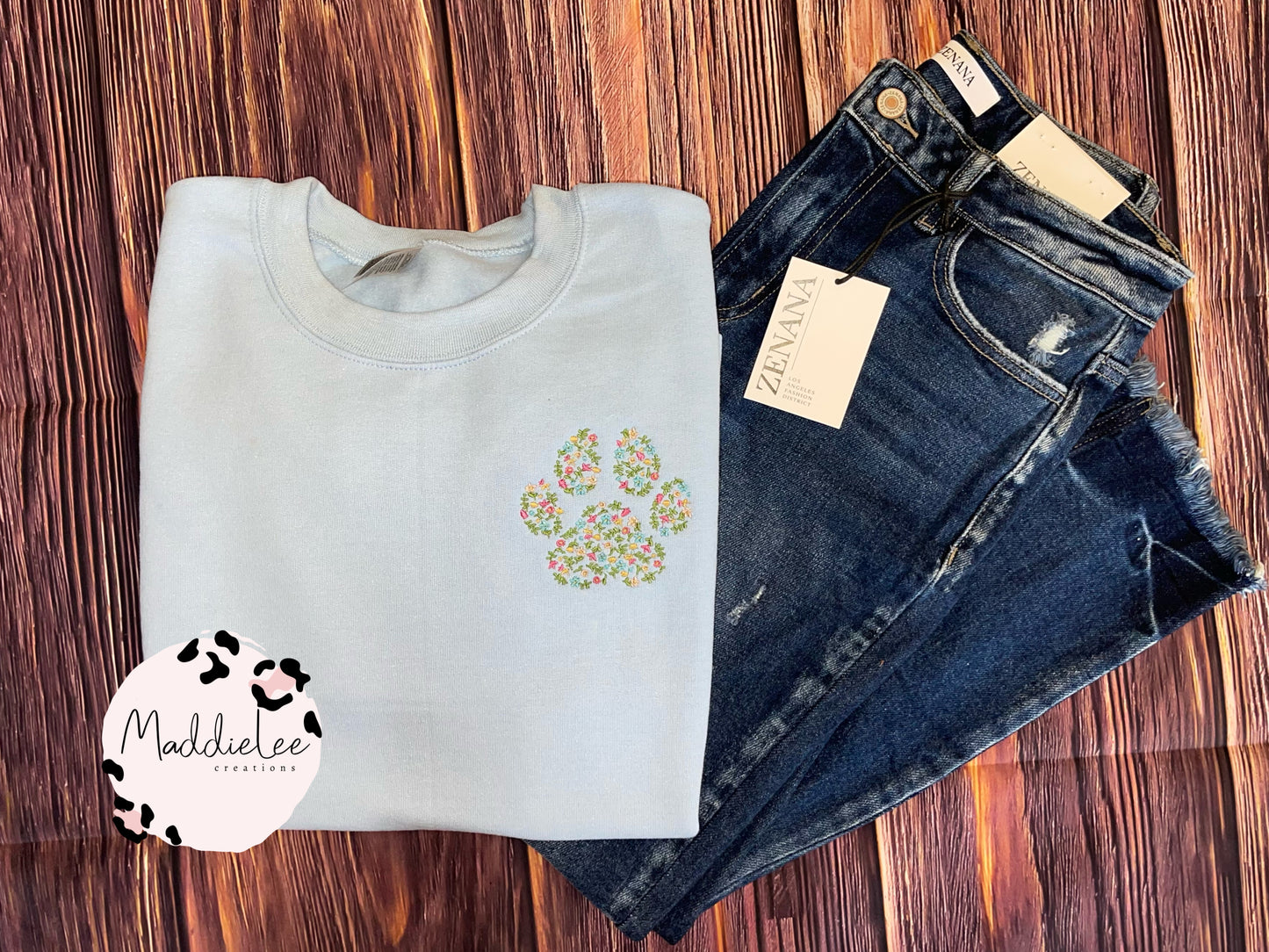 Paw Print Embroidered Crewneck