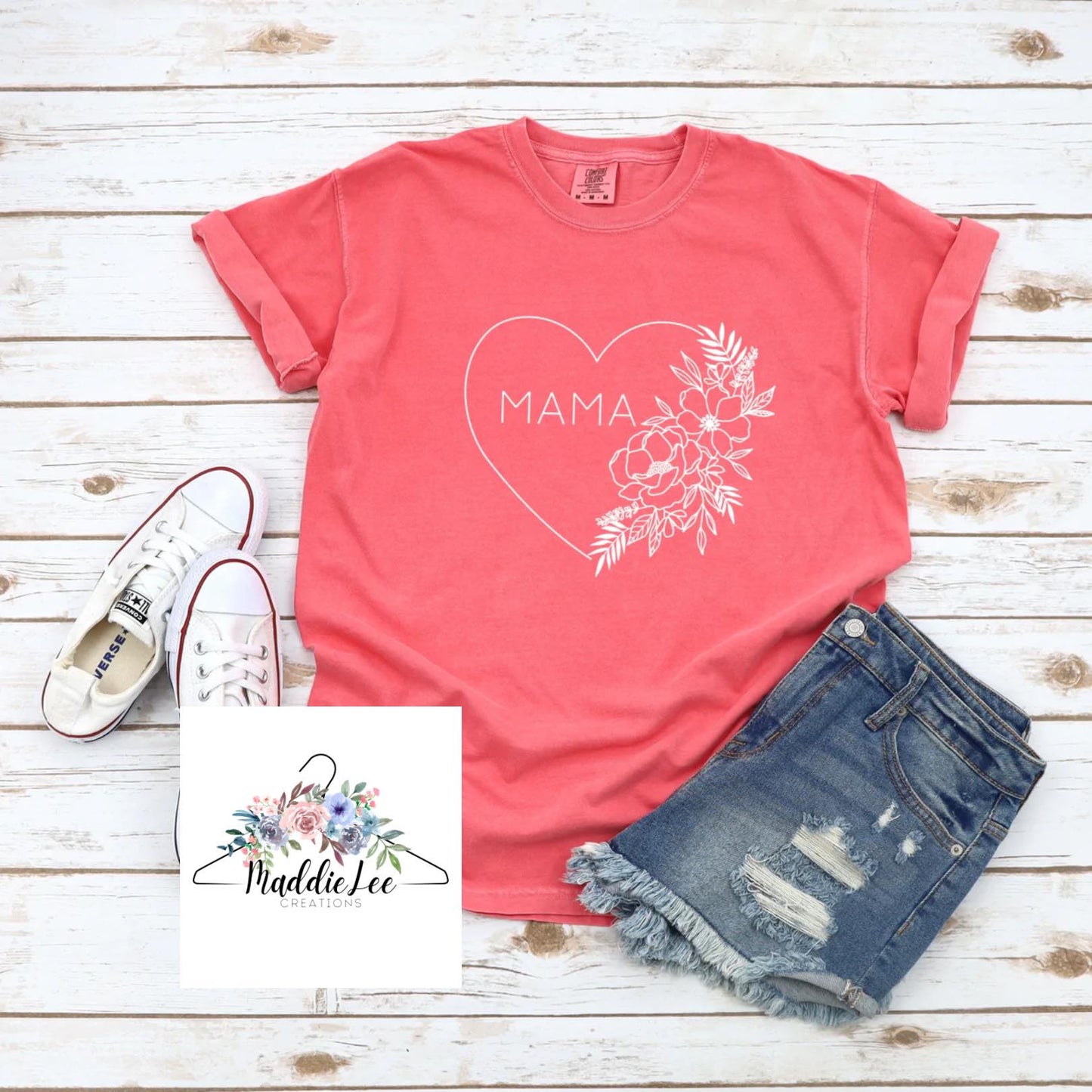 Mama Heart Floral Adult Tee