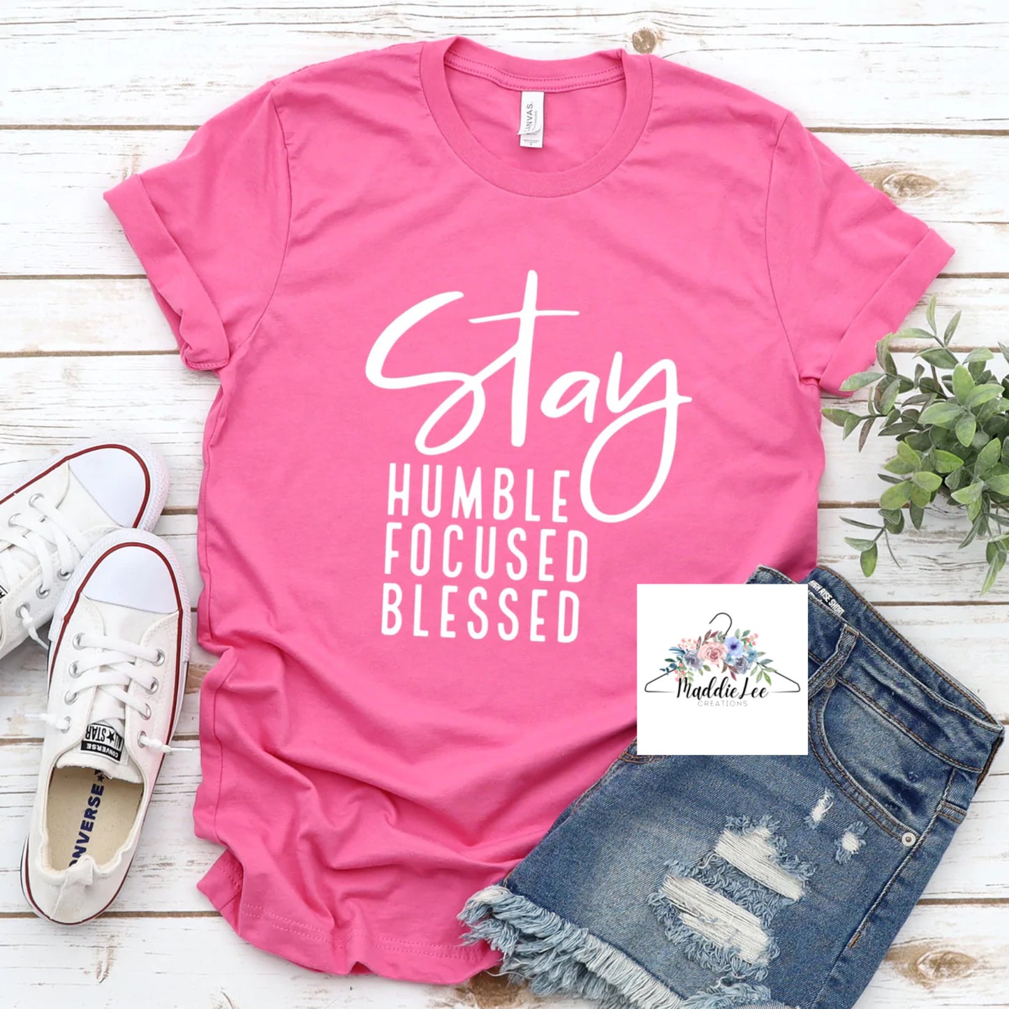 Stay Humble Focused Blessed Adult Tee