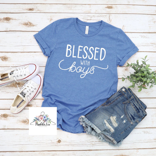 Blessed With Boys Adult Tee