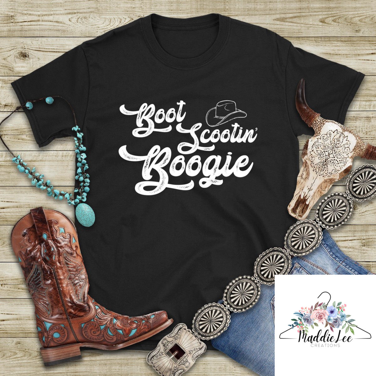 Boot Scootin’ Boogie Black Adult Tee